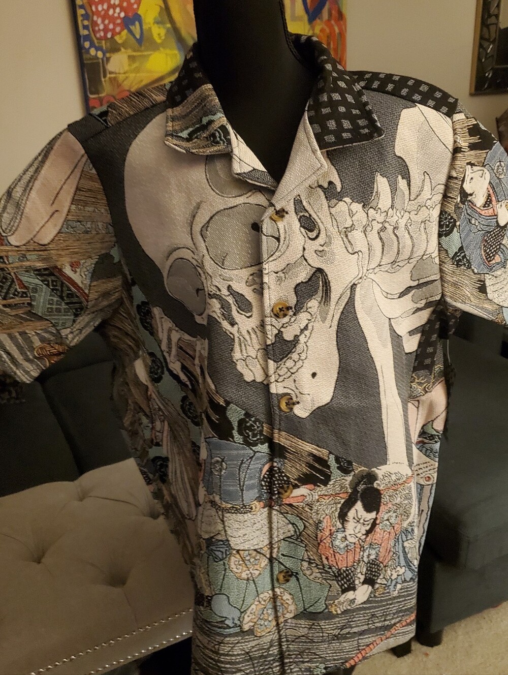 Rebel Vengeance UNISEX Asian Themed Graphic Tapestry Short-Sleeve Shacket